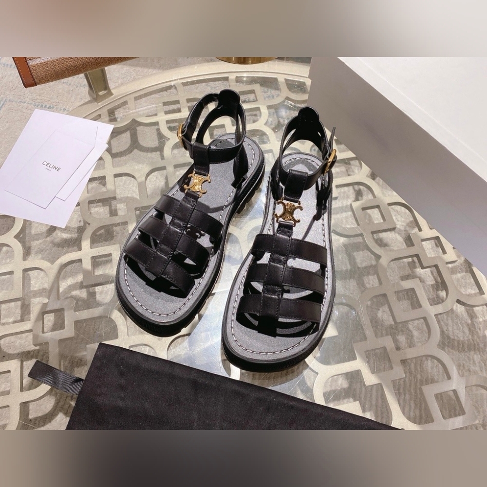 Celine Triomphe Leather Sandals